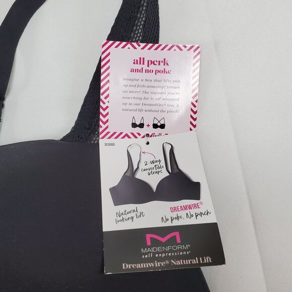 Maidenform Dreamwire Natural Lift Bra 40D Black No Poke No Pinch SE3000 - Picture 5 of 8